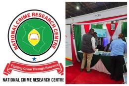 Collage photo of National Crime Research Center (NCRC) logo and stand at a past event..